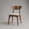 Sedia da pranzo imbottita in legno massello e tessuto, schienale curvo, marrone noce e beige, 48 x 53 x 78 cm