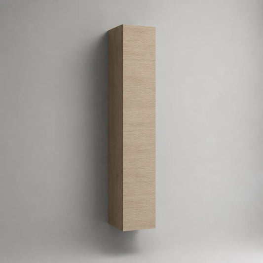 Colonna bagno sospesa in legno con 1 anta, rovere chiaro, 30 x 25 x 160 cm