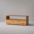 Mobile TV rettangolare in legno massello marrone naturale con cassetto e vano aperto, 120 × 40 × 55 cm
