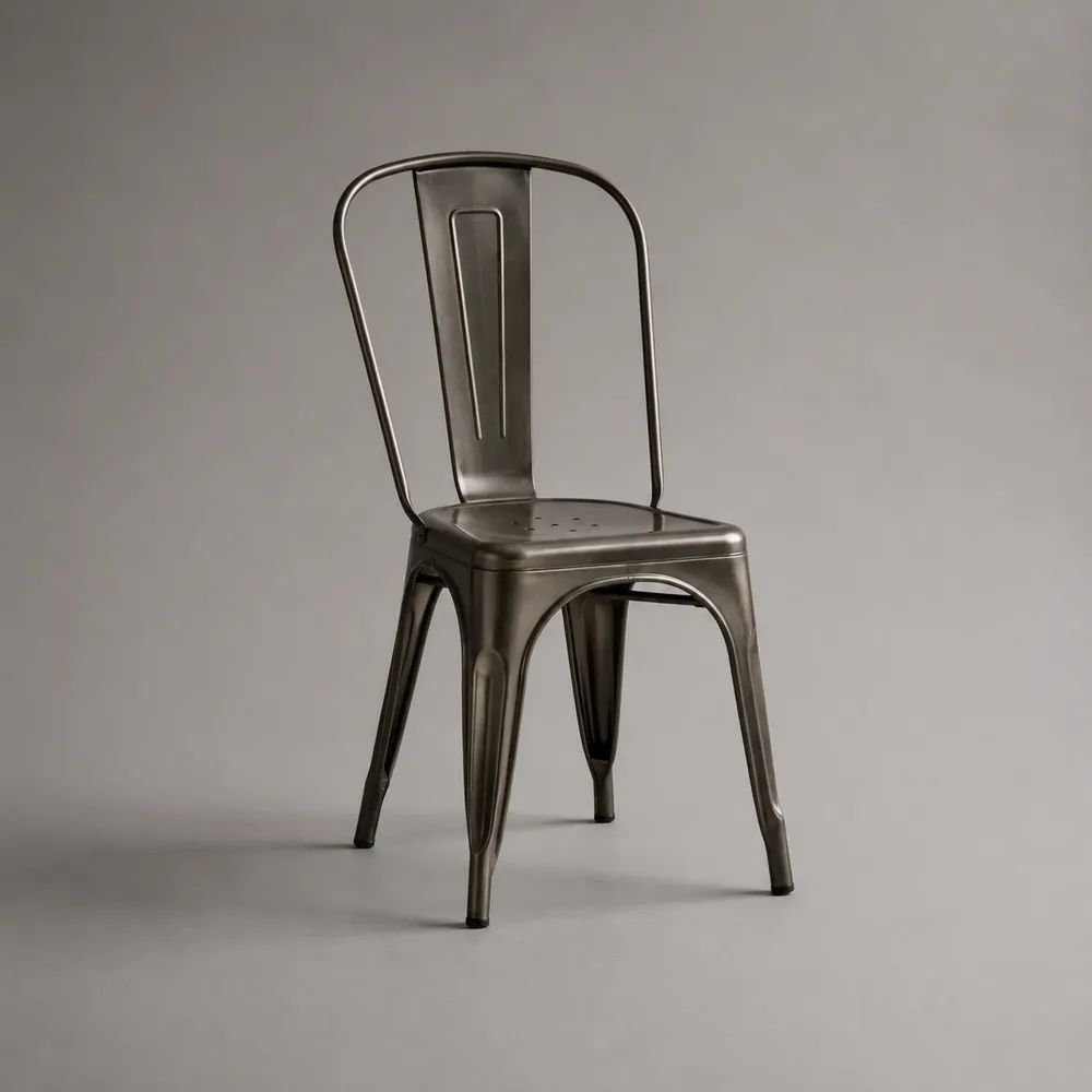 Sedia da pranzo impilabile in acciaio antracite, 44 × 50 × 84 cm