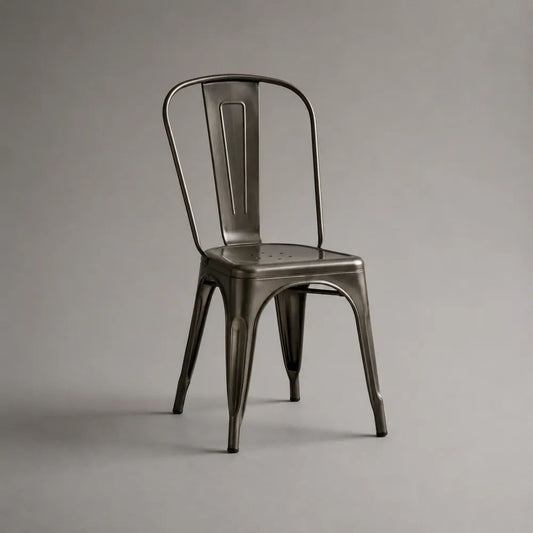 Sedia da pranzo impilabile in acciaio antracite, 44 × 50 × 84 cm